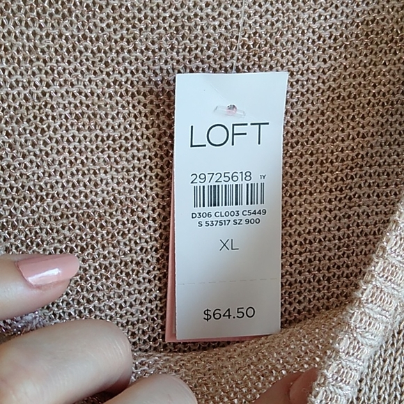 Loft metallic Blush knit Top Size XL New - Picture 4 of 8